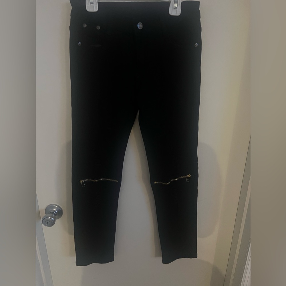 Girls size 12 black  jeans with gold zipper